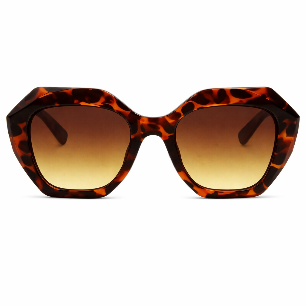 Leopard Bulky Geometric Frame Sunglasses | LADO SIMPLE